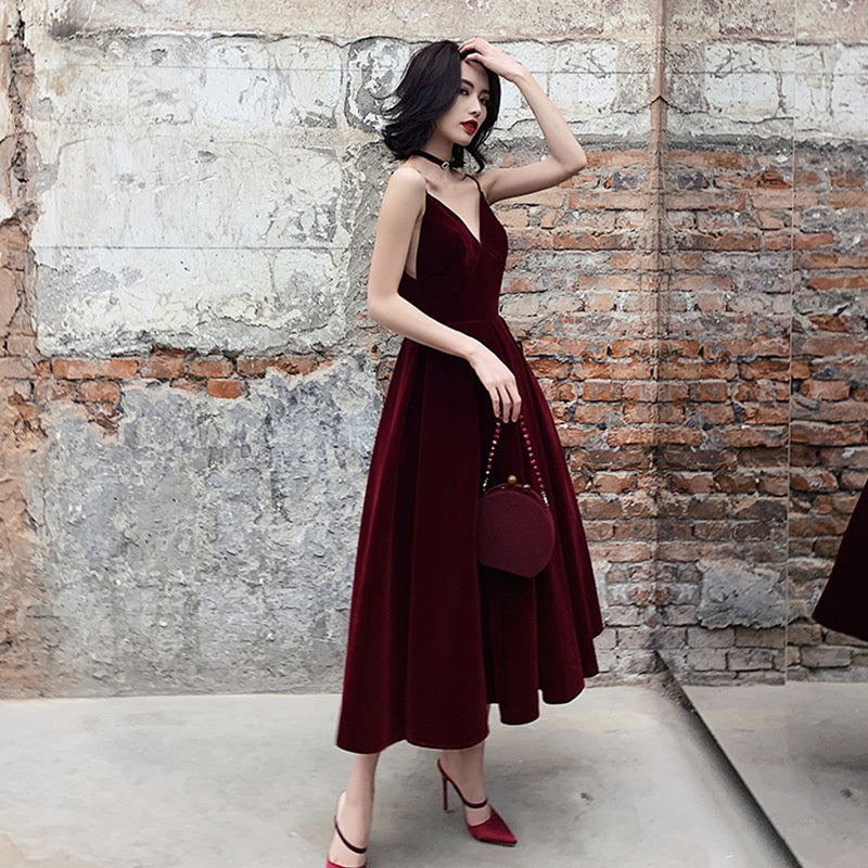 Damsel in Velvet Evening Dress