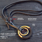 Genuine Leather Mens Adjustable Knot Rope Necklace
