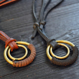Genuine Leather Mens Adjustable Knot Rope Necklace