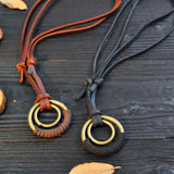 Genuine Leather Mens Adjustable Knot Rope Necklace