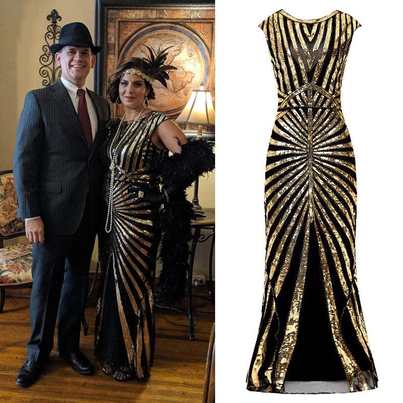1920s Flapper Long Gown Beaded Sequin Great Gatsby Formal Party Dress Woodland Gatherer 1920s Flapper Long Gown Beaded Sequin Great Gatsby Formal Party Dress Woodland Gatherer