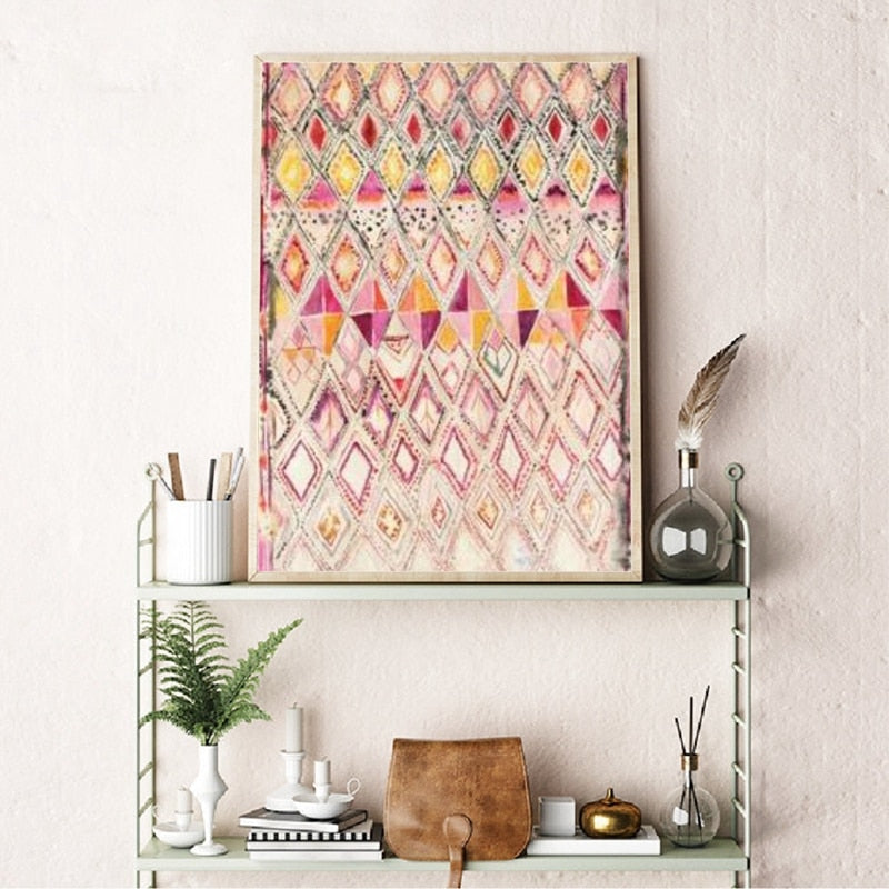 Moroccan Rug Pink Posters and Prints Eclectic Home Decor