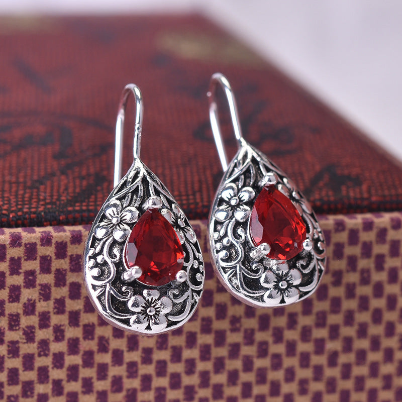 Pear-shaped Ruby Drop Earrings | Thai Silver 925 Silver Online Gifts ...