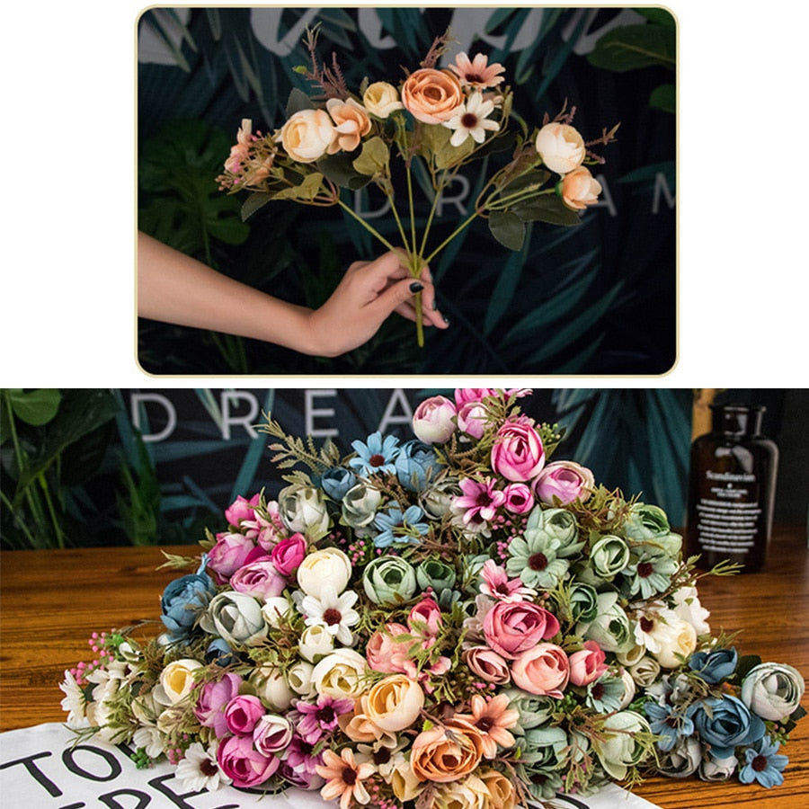 Autumn Tea Rose Silk Flowers Gerberas & Daisies Artificial Flowers