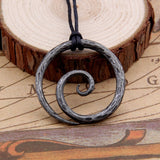 Viking Spiral Pendant - Hand-Forged Iron with Adjustable Leather Neck Cord