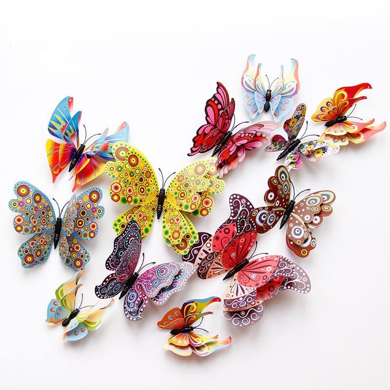 12 Double Layer Butterfly Wall Sticker Magnets - Woodland Gatherer