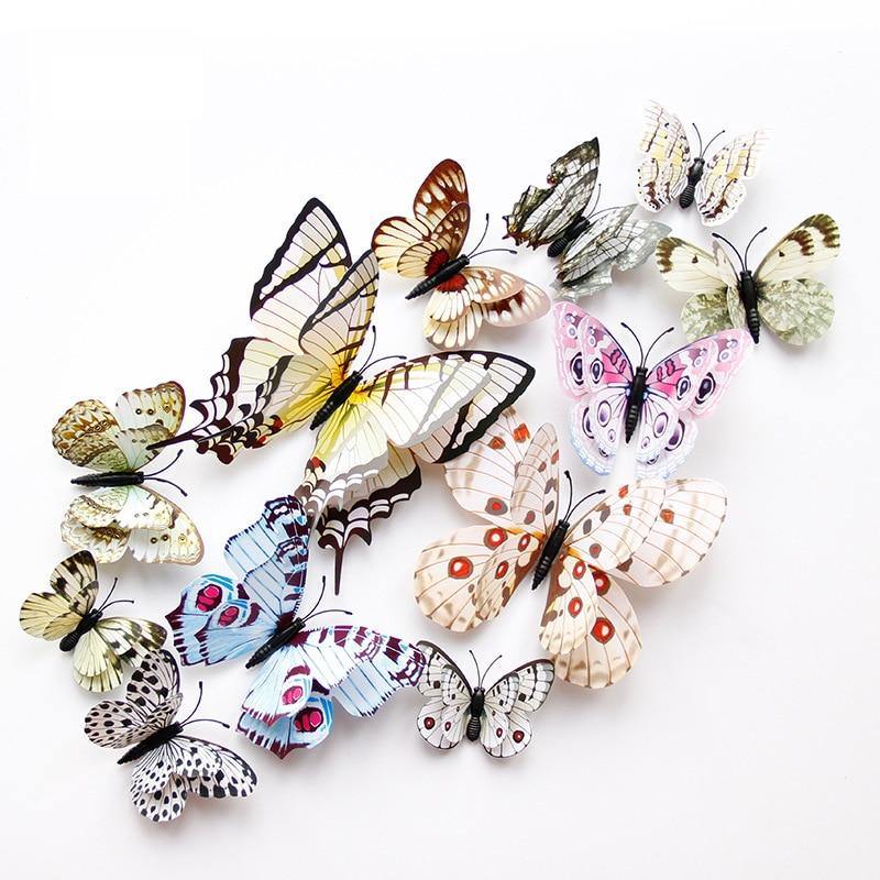 12 Double Layer Butterfly Wall Sticker Magnets - Woodland Gatherer