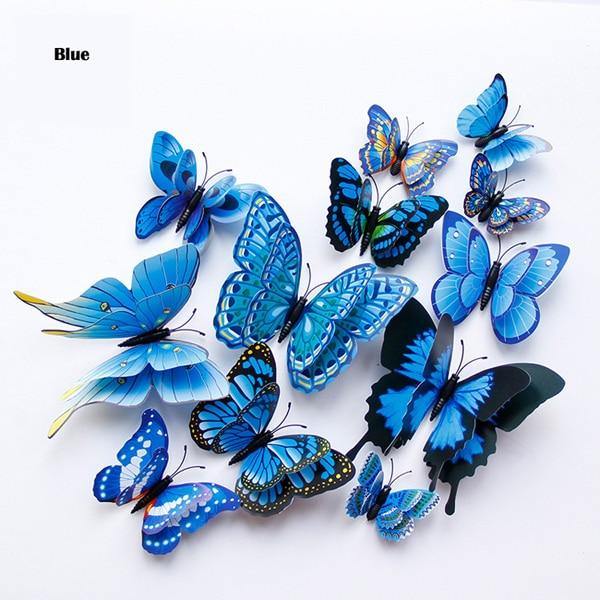 12 Double Layer Butterfly Wall Sticker Magnets - Woodland Gatherer