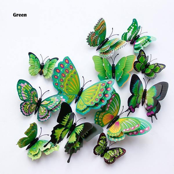 12 Double Layer Butterfly Wall Sticker Magnets - Woodland Gatherer