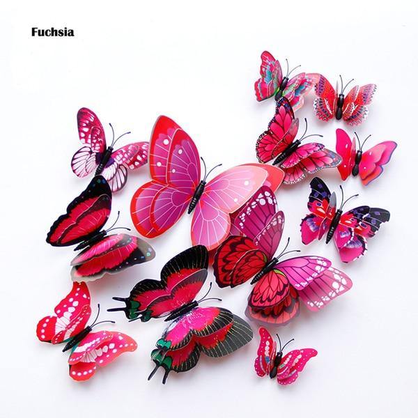 12 Double Layer Butterfly Wall Sticker Magnets - Woodland Gatherer