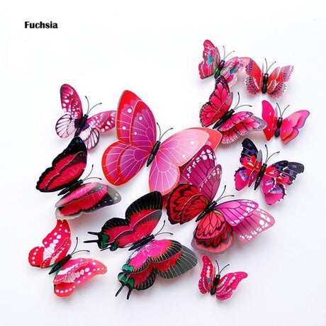 12 Double Layer Butterfly Wall Sticker Magnets - Woodland Gatherer