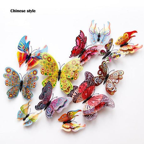 12 Double Layer Butterfly Wall Sticker Magnets - Woodland Gatherer