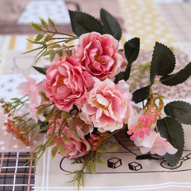 Vintage Silk Peony Bouquet Artificial Flowers