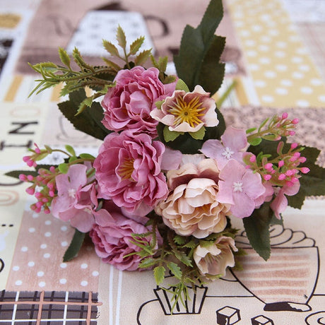 Vintage Silk Peony Bouquet Artificial Flowers