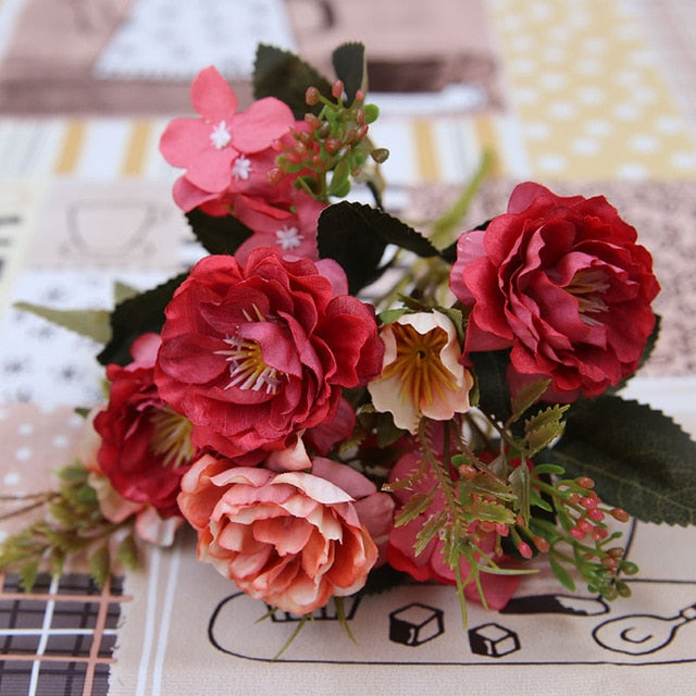 Vintage Silk Peony Bouquet Artificial Flowers