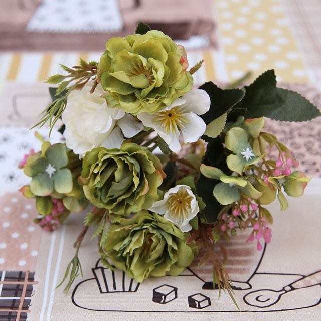 Vintage Silk Peony Bouquet Artificial Flowers