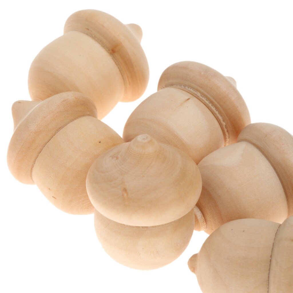 Ten Waldorf Acorns DIY Plain Unfinished Wood Montessori Educational Toys