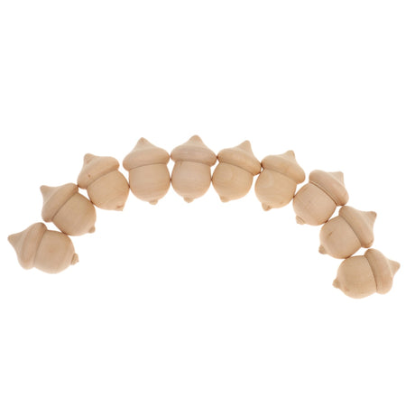 Ten Waldorf Acorns DIY Plain Unfinished Wood Montessori Educational Toys