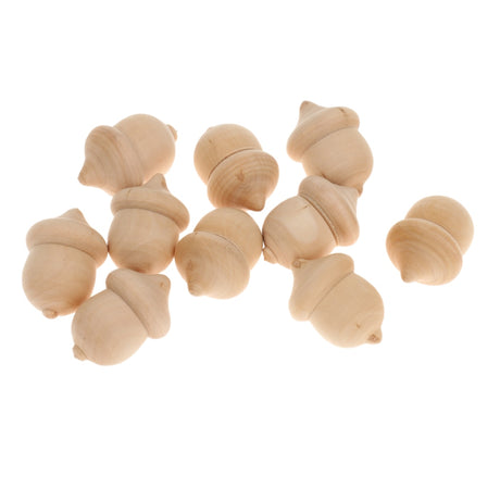 Ten Waldorf Acorns DIY Plain Unfinished Wood Montessori Educational Toys