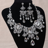 Water Drop Indian Crystal Bridal Jewellery Necklace & Earrings Set