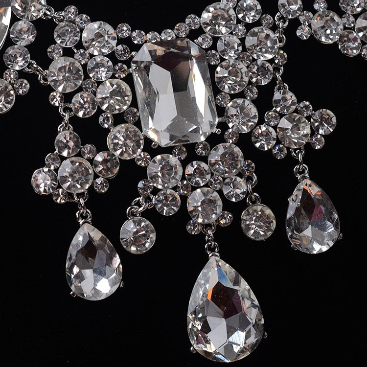 Water Drop Indian Crystal Bridal Jewellery Necklace & Earrings Set