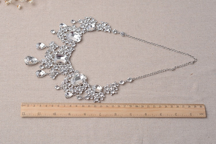 Water Drop Indian Crystal Bridal Jewellery Necklace & Earrings Set