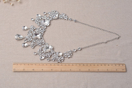 Water Drop Indian Crystal Bridal Jewellery Necklace & Earrings Set