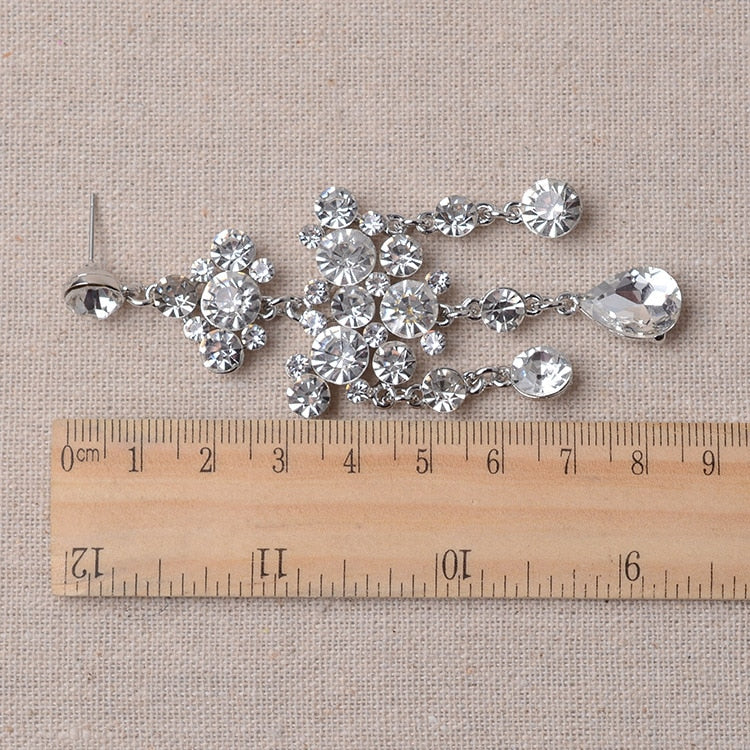 Water Drop Indian Crystal Bridal Jewellery Necklace & Earrings Set