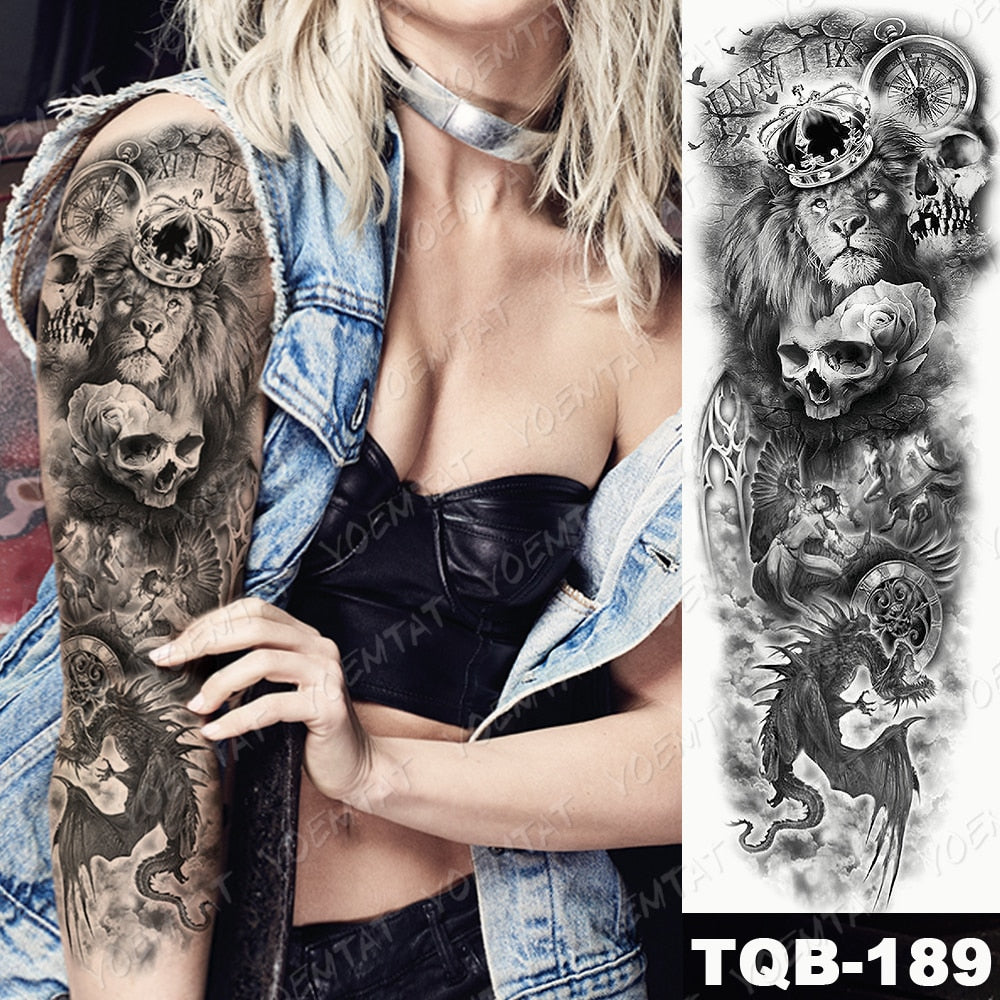 Lion King - Large Arm Sleeve Temporary Tattoo