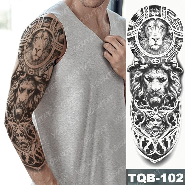 Lion King - Large Arm Sleeve Temporary Tattoo