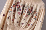 Lantern Sleeve Embroidered Off The Shoulder Boho Top