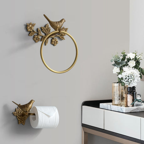 Woodland Birdy Bathroom Accessories Bird Towel Ring, Toilet Roll Holder and Towel Bar