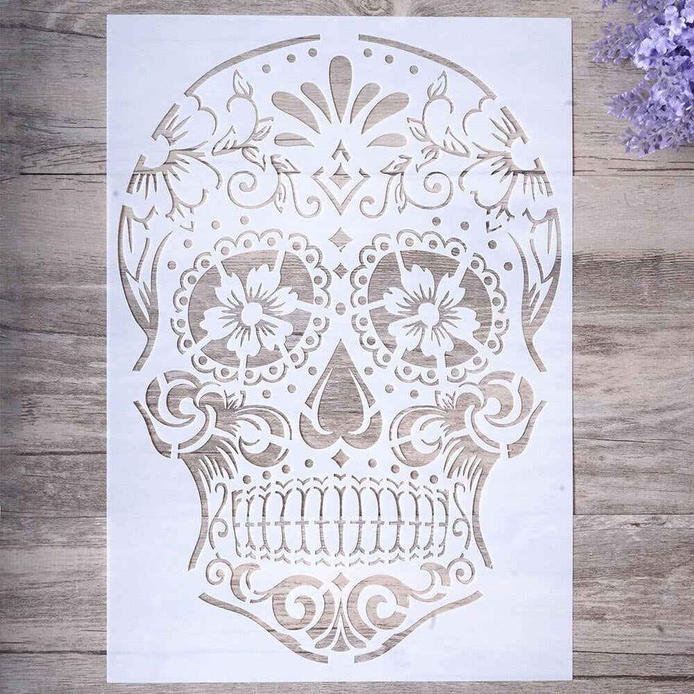 Day of The Dead Sugar Skull Stencil A4 Size DIY Craft Layering Stencil