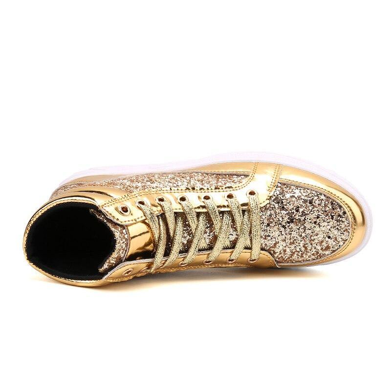 Golden Glittery Mens Shoes | Casual Streetwear High Top Men Sneakers - Woodland Gatherer