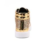Golden Glittery Mens Shoes | Casual Streetwear High Top Men Sneakers - Woodland Gatherer