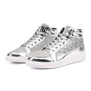 Golden Glittery Mens Shoes | Casual Streetwear High Top Men Sneakers - Woodland Gatherer