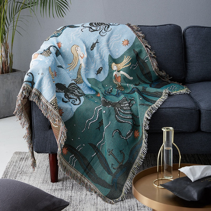 Nordic Mermaids Throw Blanket