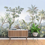 Retro Hand Painted Tropical Rainforest Wall Mural Wallpaper