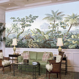 Retro Hand Painted Tropical Rainforest Wall Mural Wallpaper