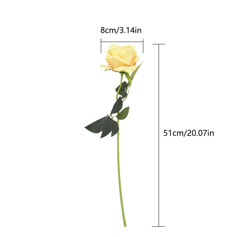 Five Long Stem White Silk Roses Artificial Flowers