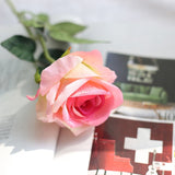 Five Long Stem White Silk Roses Artificial Flowers