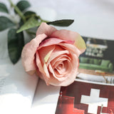 Five Long Stem White Silk Roses Artificial Flowers