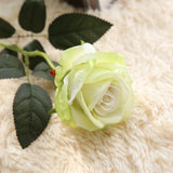Five Long Stem White Silk Roses Artificial Flowers