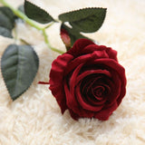 Five Long Stem White Silk Roses Artificial Flowers