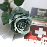 Five Long Stem White Silk Roses Artificial Flowers