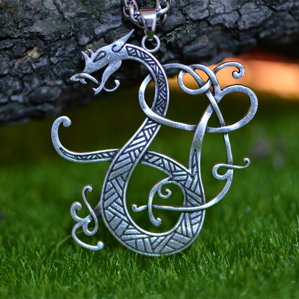 Viking Necklace Dragon Amulet Pendant Necklace Norse Talisman Jewellery