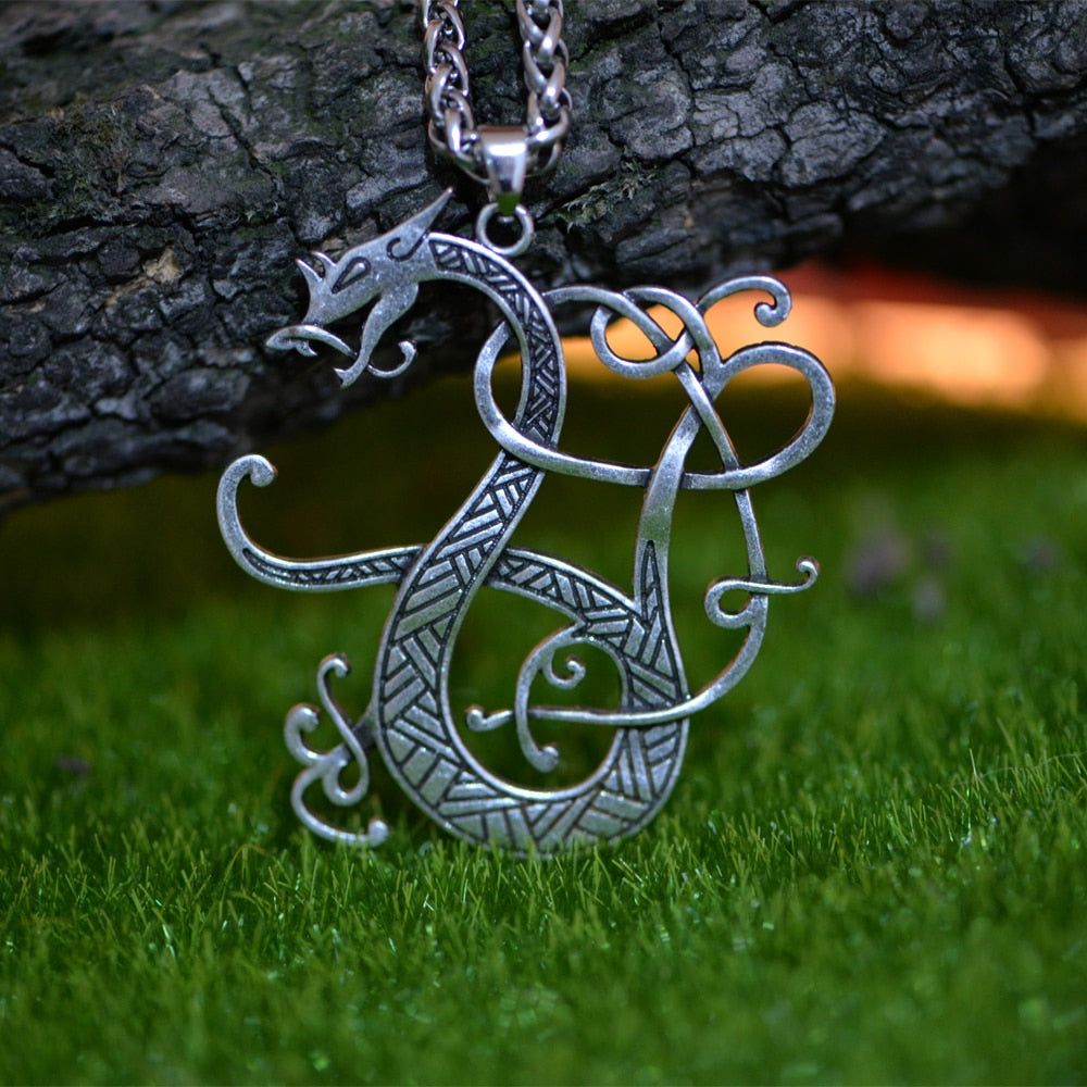 Viking Necklace Dragon Amulet Pendant Necklace Norse Talisman Jewellery