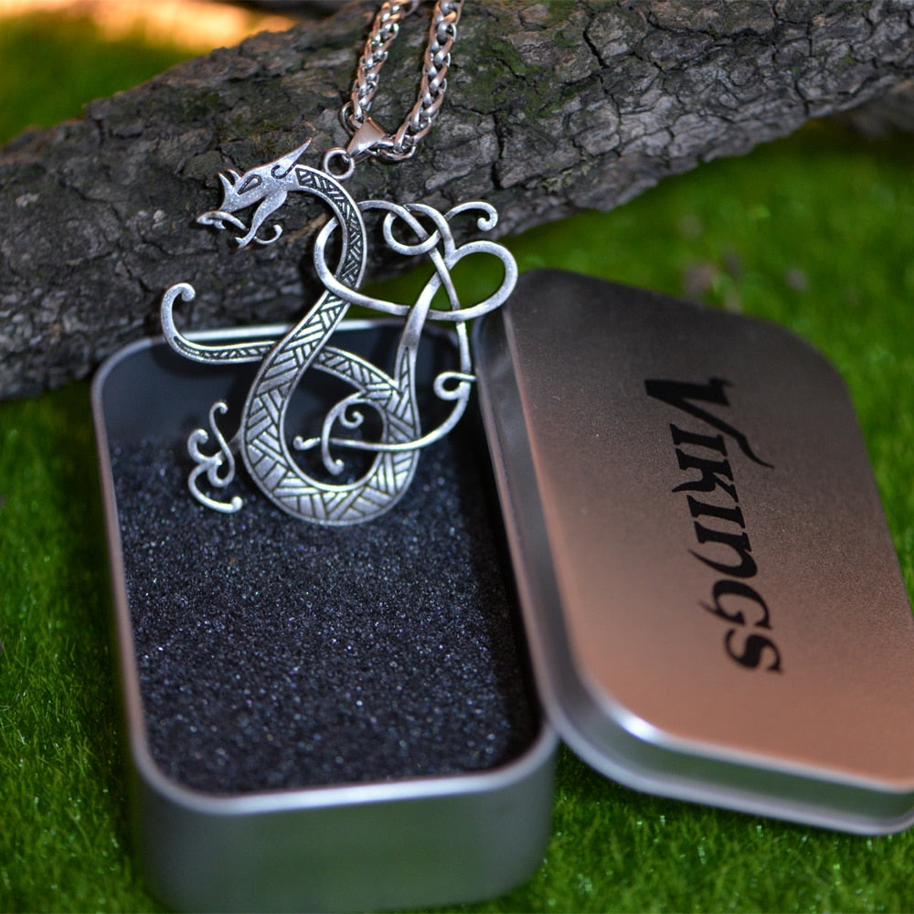Viking Necklace Dragon Amulet Pendant Necklace Norse Talisman Jewellery