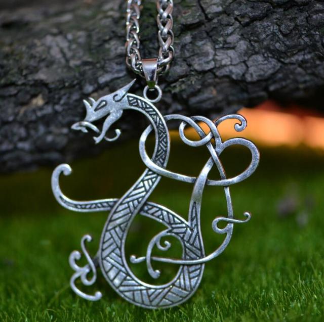 Viking Necklace Dragon Amulet Pendant Necklace Norse Talisman Jewellery