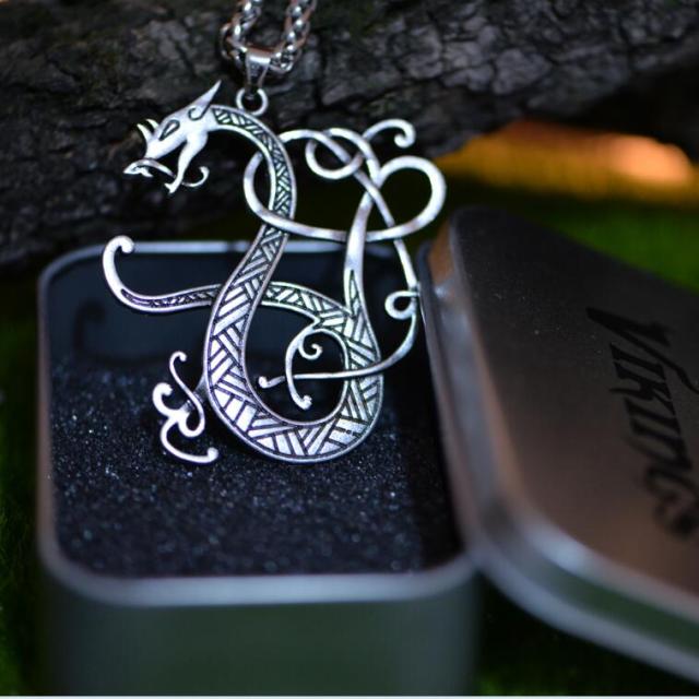 Viking Necklace Dragon Amulet Pendant Necklace Norse Talisman Jewellery